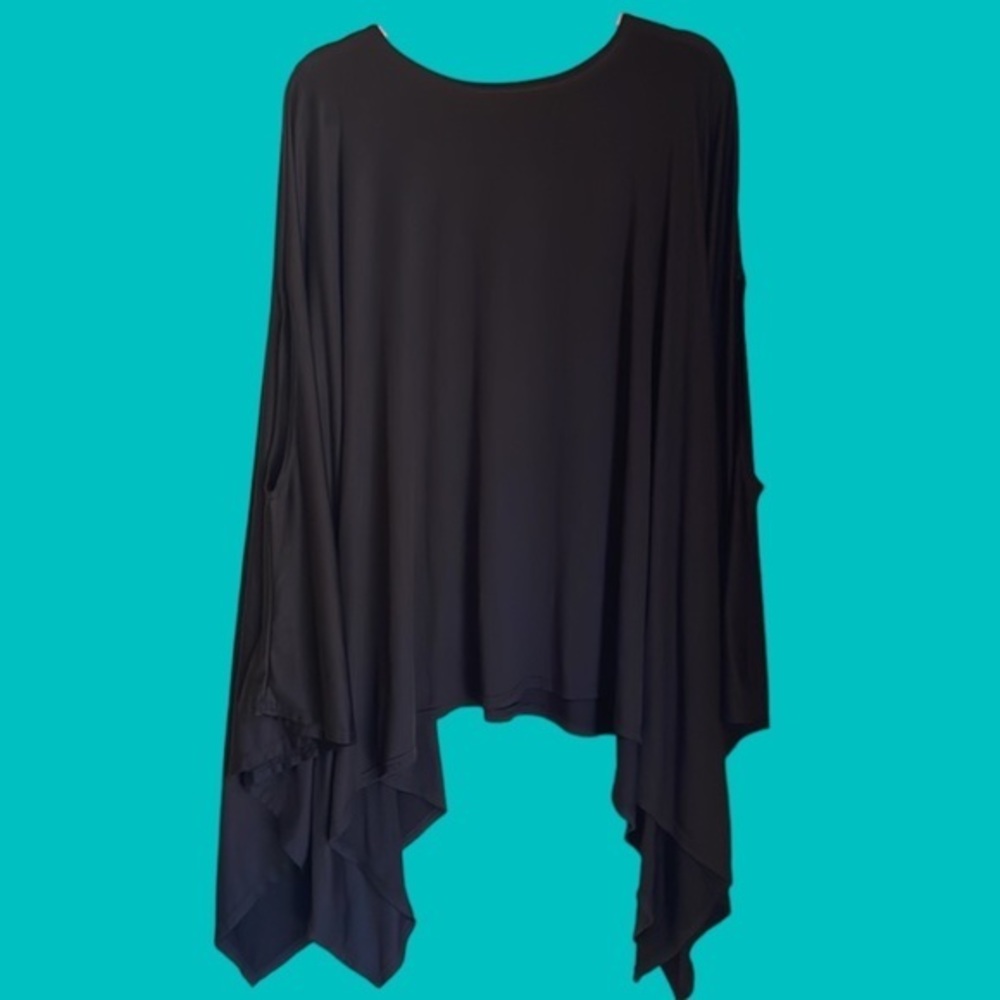 Black OSFM Poncho Swim Coverup‎ With Armholes - Picture 4 of 5